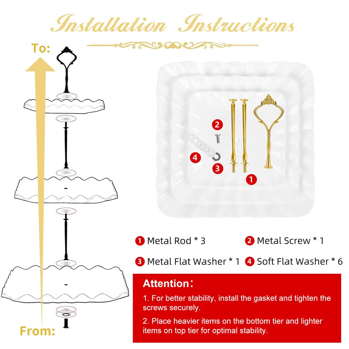 DAFURIET Plastic Dessert Cupcake Stand, 3 Tier Cupcake Tower Holder, White