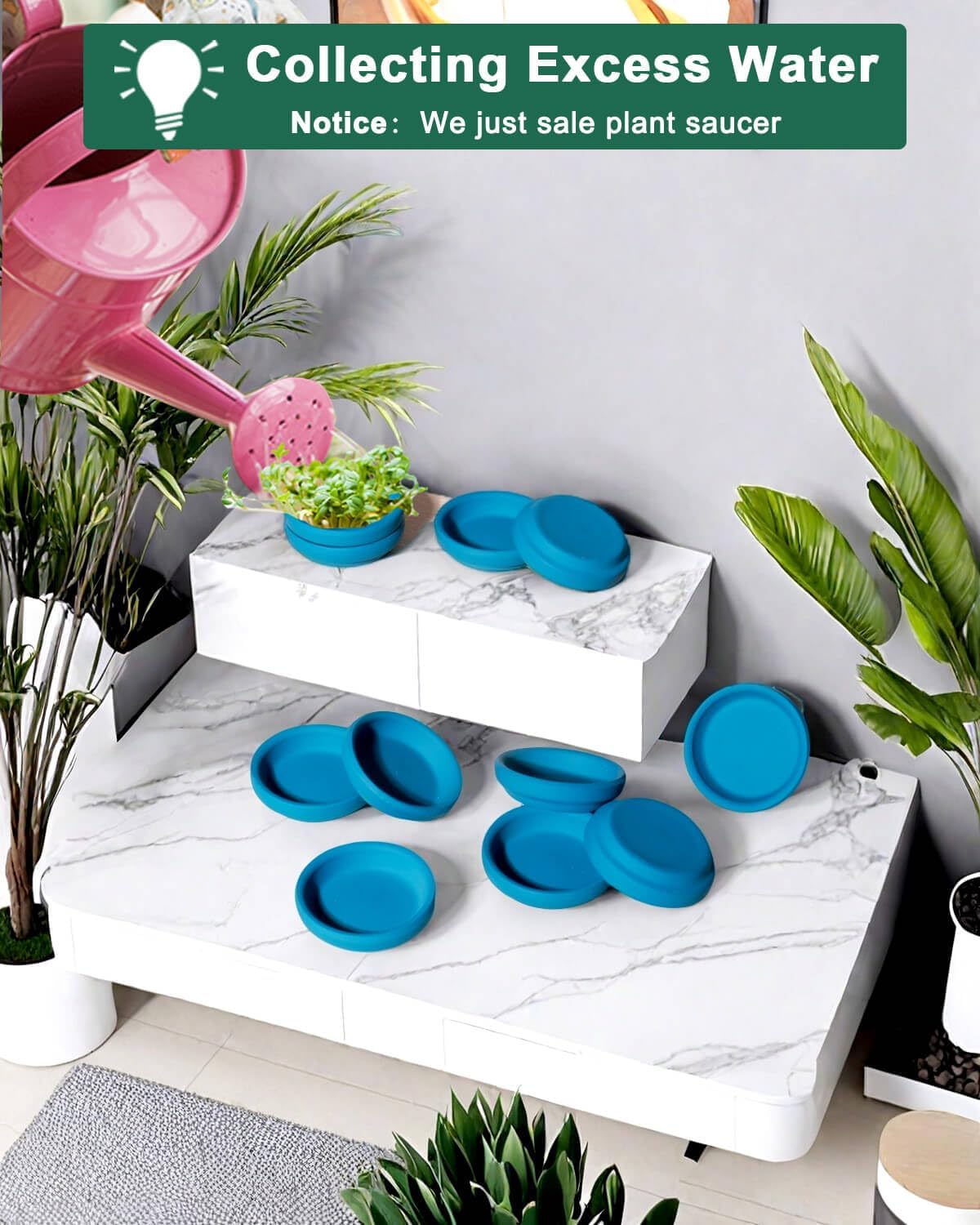 vensovo 2 Inch Steel Blue Terracotta Plant Saucer Pots Tray - 12 pcs Mini Planter Saucers for