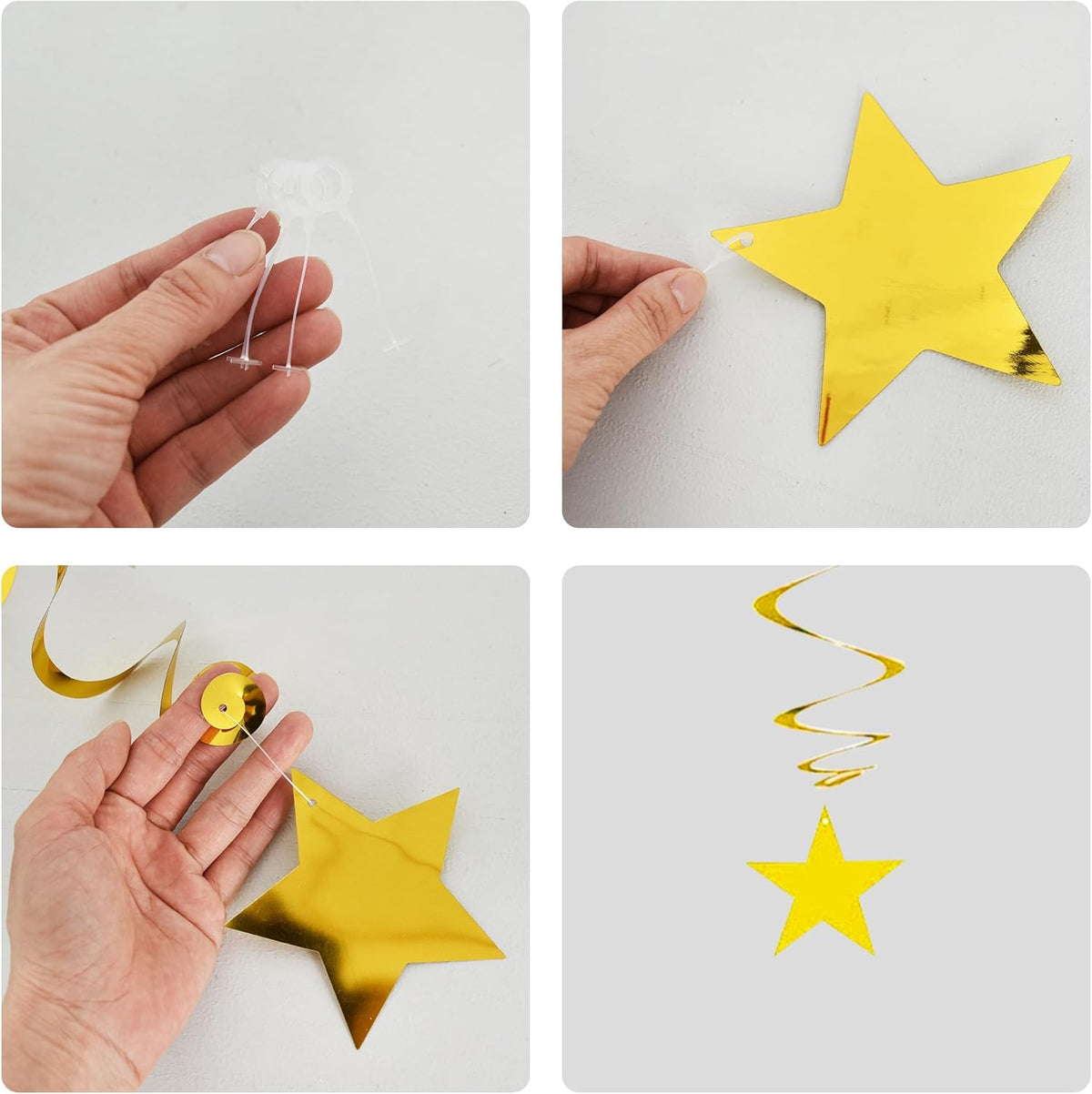 BEISHIDA Black Gold Silver Star Hanging Swirl Decorations,Graduation Birthday Hanging Party