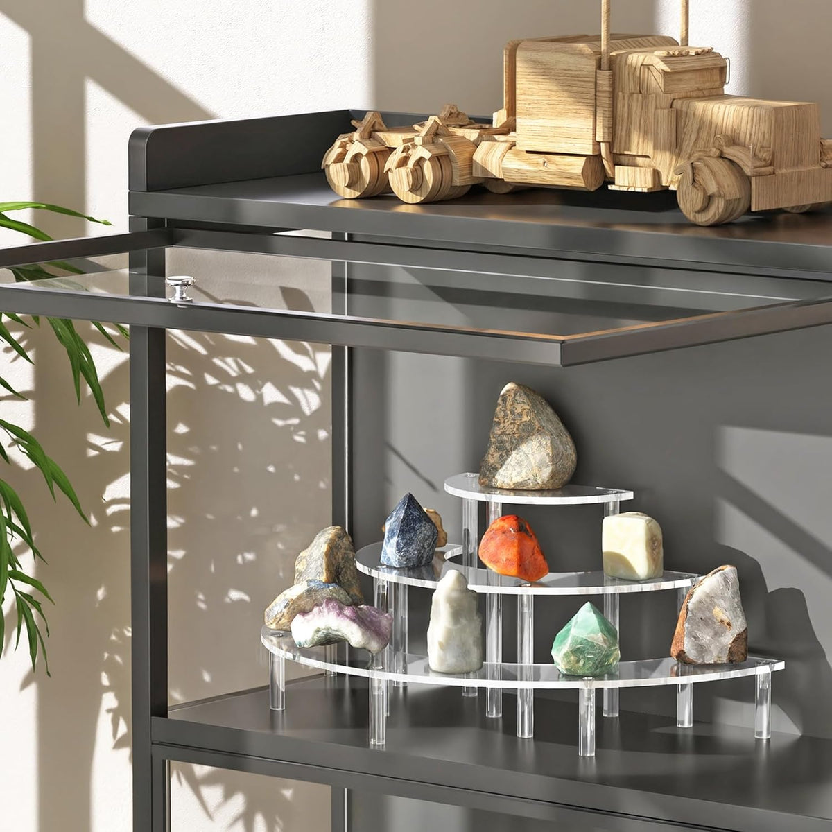3 Tier Acrylic Display Risers 2 Pack, Half Moon Cupcake Stand, Clear Perfume Organizer, Dessert