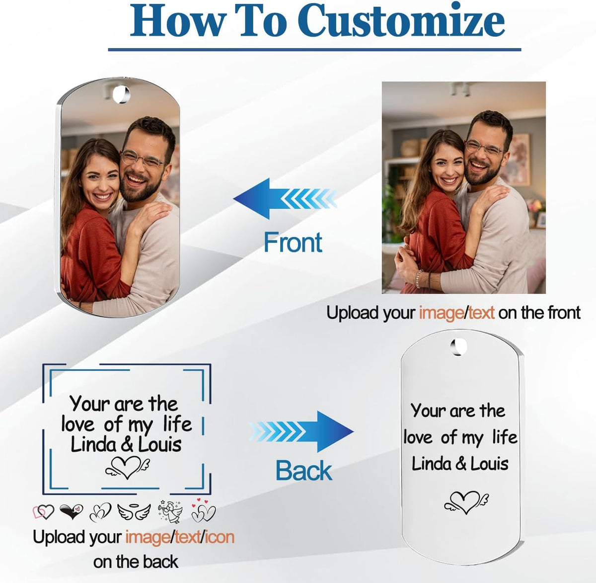 Custom Keychain with Picture, Personalized Keychain with Engraved Photo/Text, Gifts for Family and