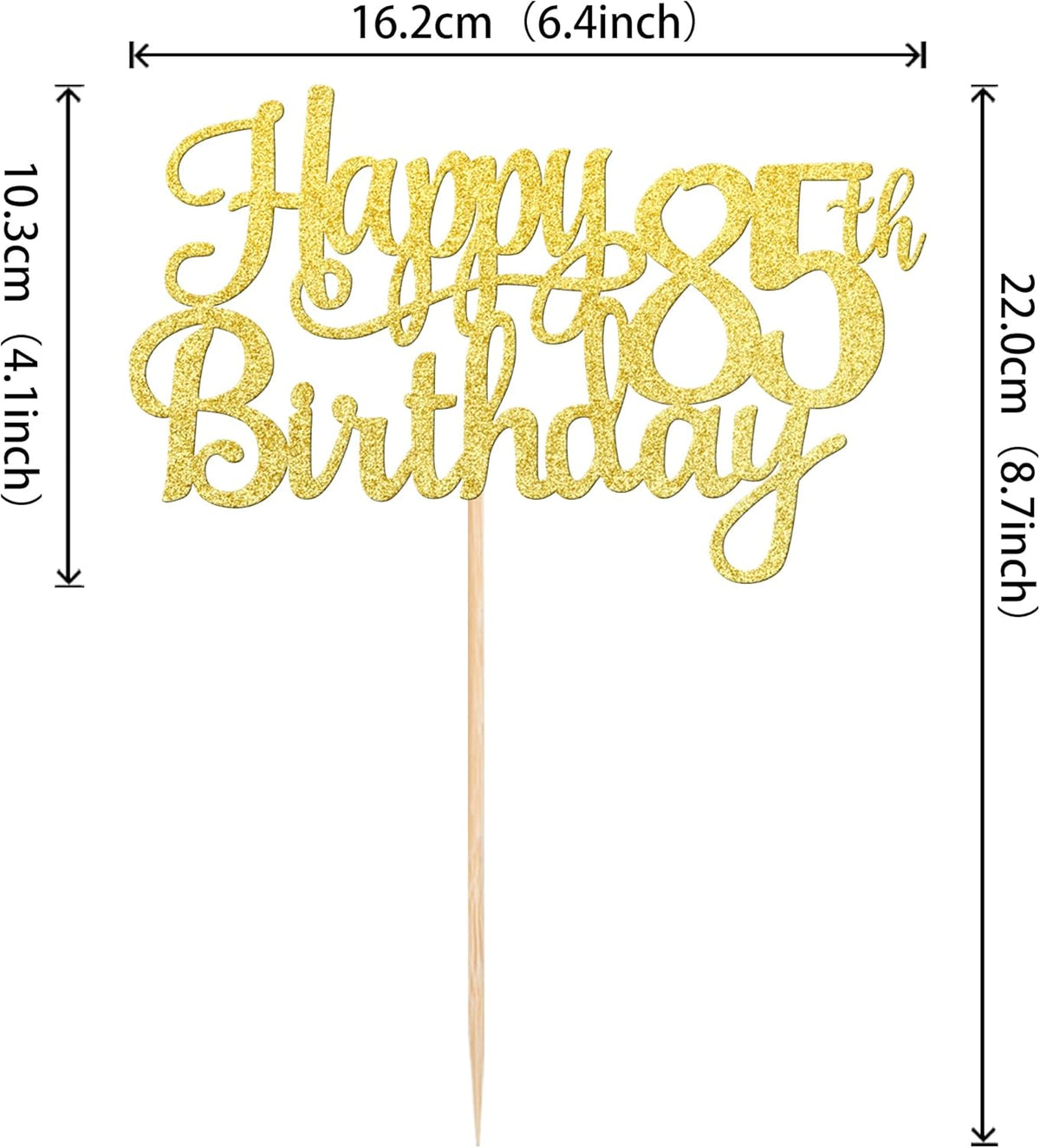 1 PCS Happy 85th Birthday Cake Topper Gold Glitter Cheers to 85 Years Birthday Cake Pick 85