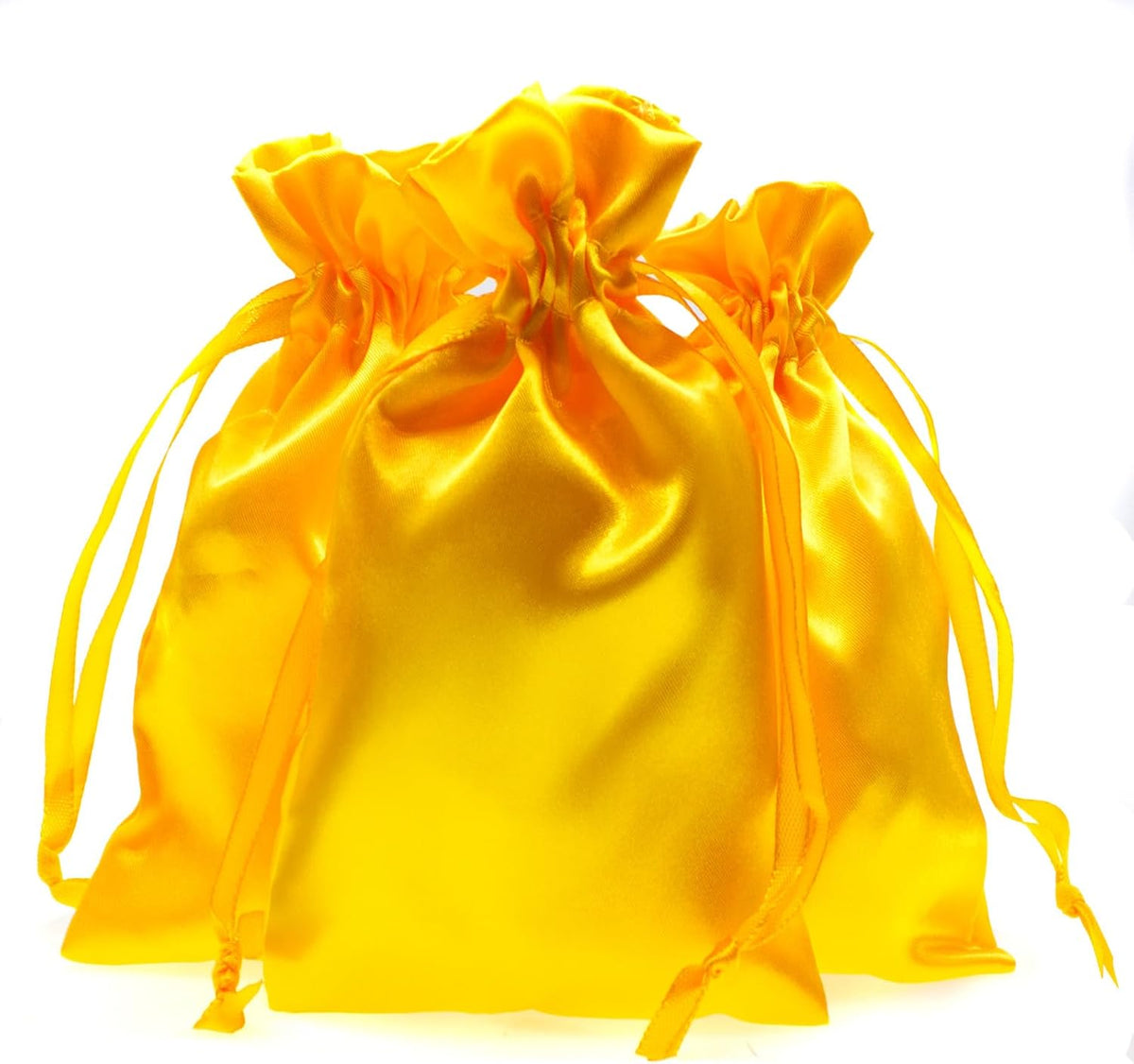 Knitial 4" x 6" Golden Yellow Satin Gift Bags, Jewelry, Wedding Favor Drawstring Bags Baby Shower