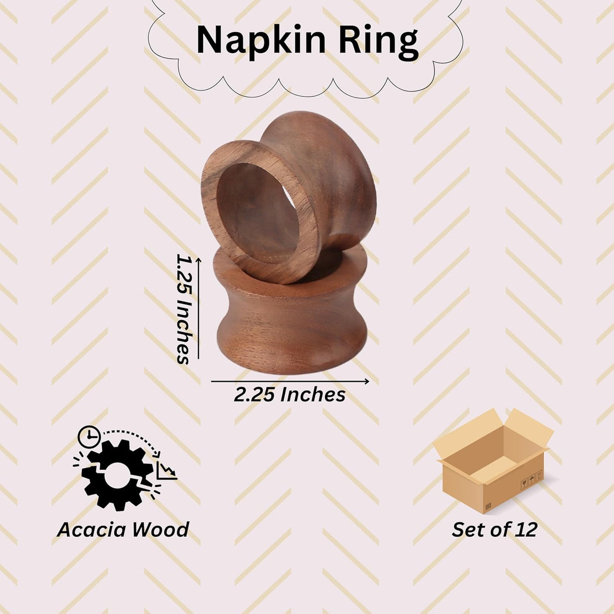 Wooden Napkin Rings Set of 12 Fall Decor for Home Round Acacia Wood Napkin Holders for Dining Table