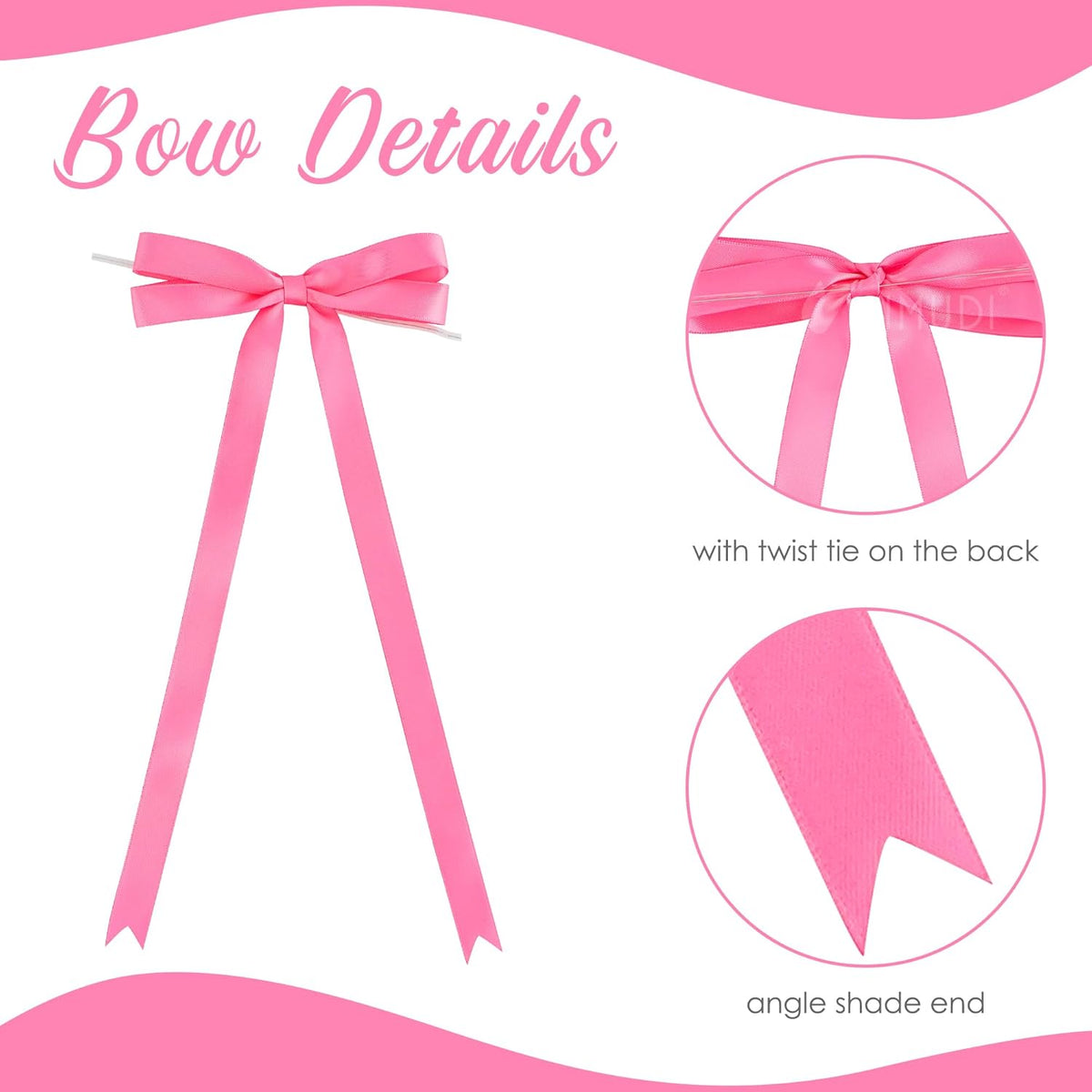 AIMUDI Hot Pink Bows 5 × 10" Satin Bows for Gift Wrapping Twist Tie Bows Premade Ribbon Bows for