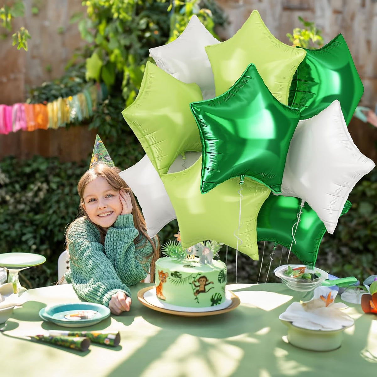 TAOYE Green Star Foil Balloons, 18 Inch Macaron Green Star Foil Balloons Dark Green Light Green