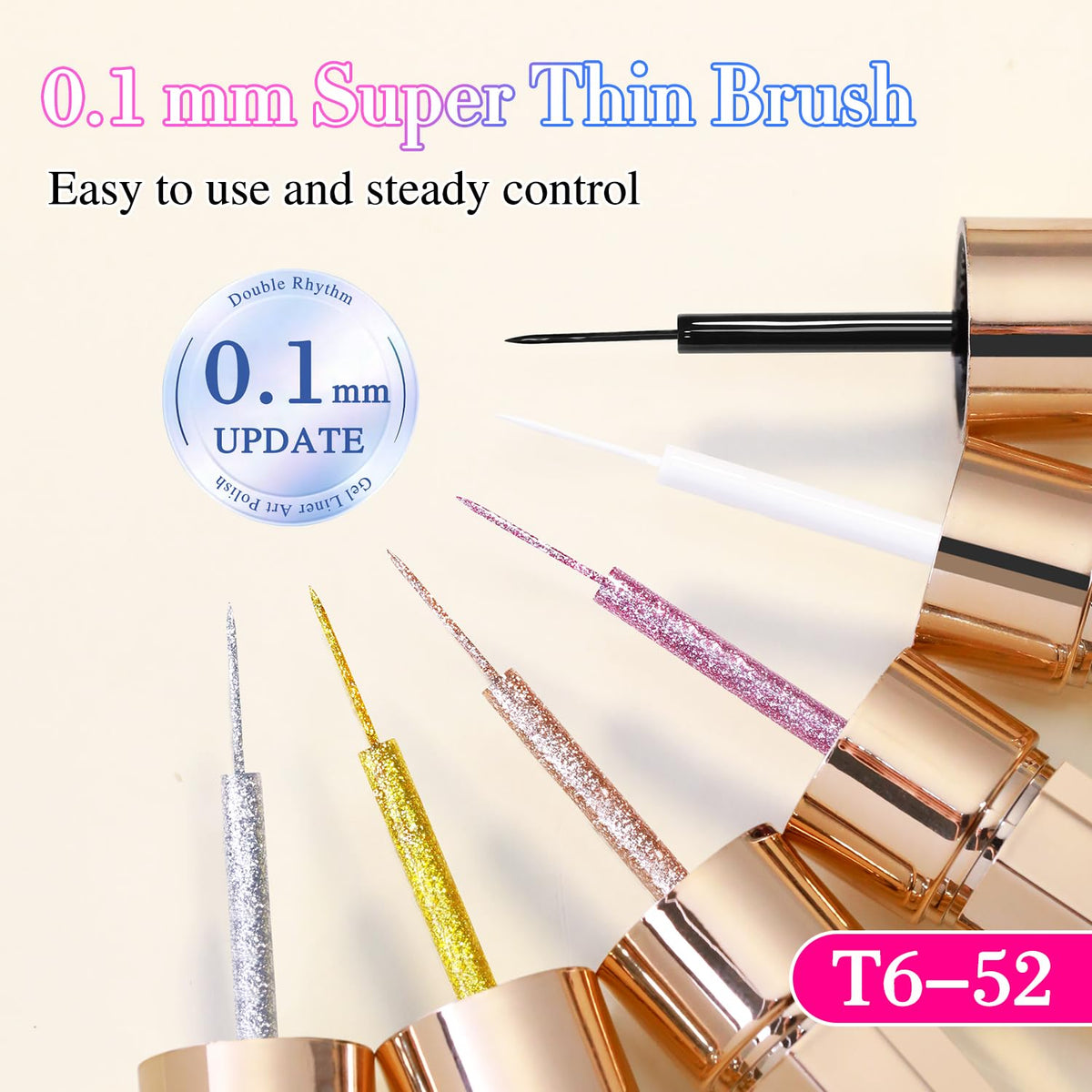 Double Rhythm 6 Pcs 15 ML Gel Liner Polish Nail Art Set Chrome Metallic Glitter Soak Off Gel Polish