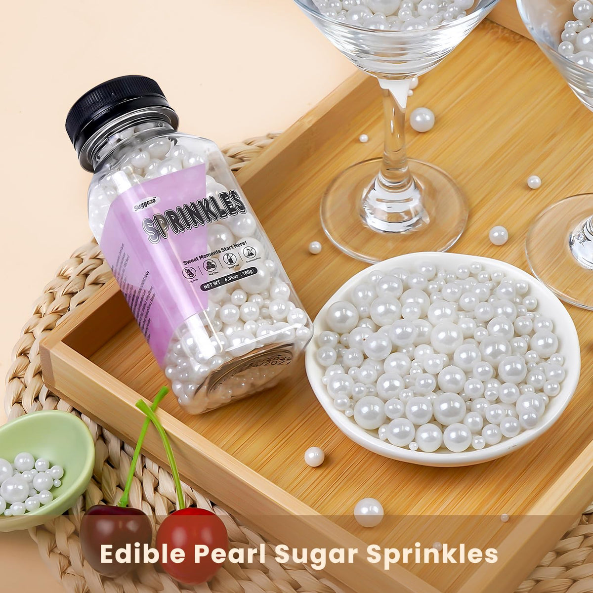 Edible Pearl, White Pearl Sprinkles for Cake Decorating, Cupcake Toppers, Cake Decorations, Ice