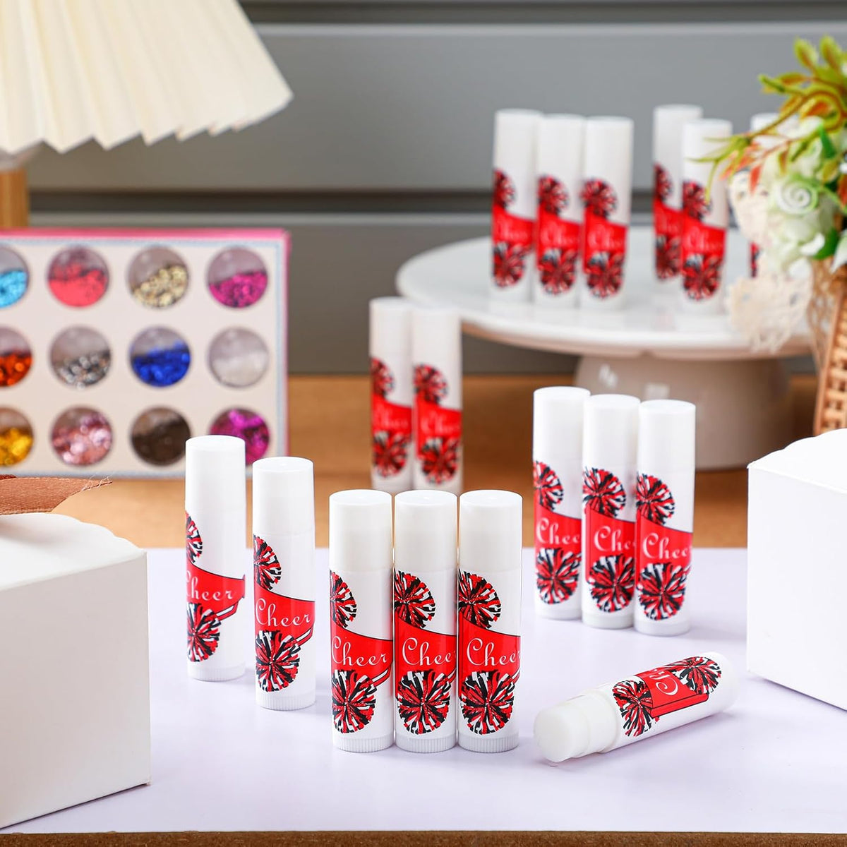 24 Pcs Cheer Lip Balm Cheer Teams Camp Gifts Pom Pom Leaders Party Favors Gear Lip Balm Mom Gift