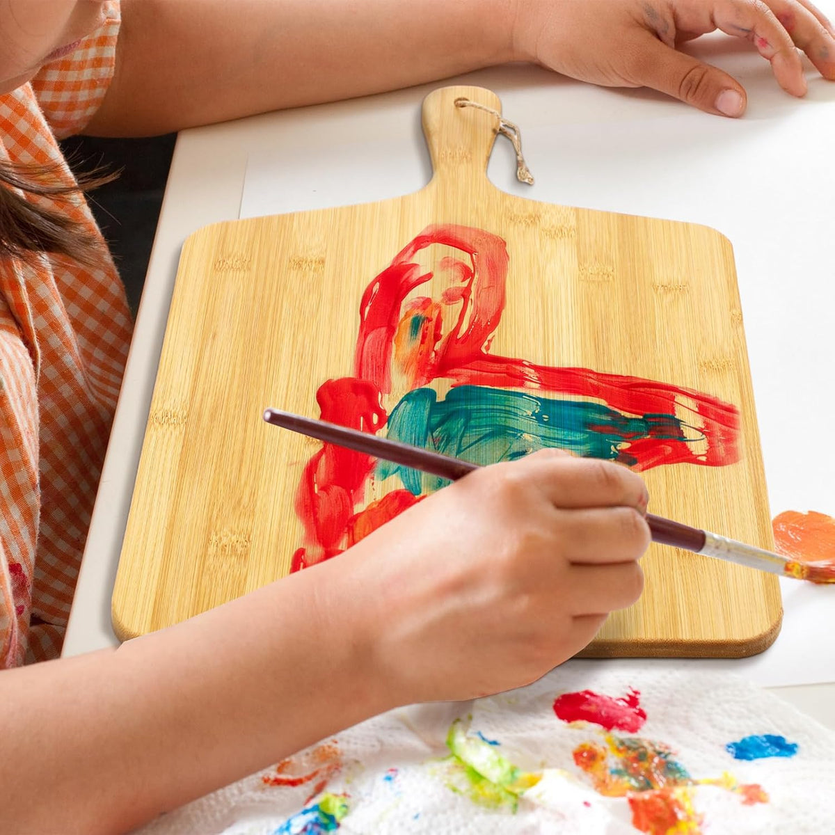 Patelai 12 Packs Wooden Cutting Board Set with Handles Large Kitchen Serving Plain Chopping Board