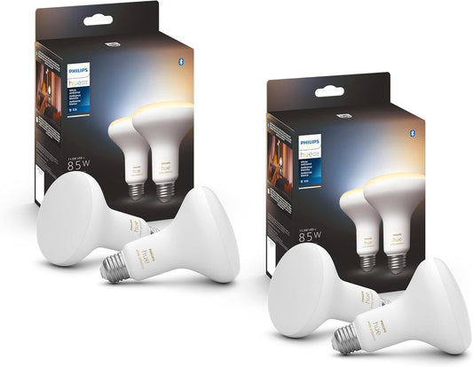 Philips Hue BR30 85W Smart LED Light Bulbs - White Ambiance - 4 Pack - 1200LM - E26 - Indoor
