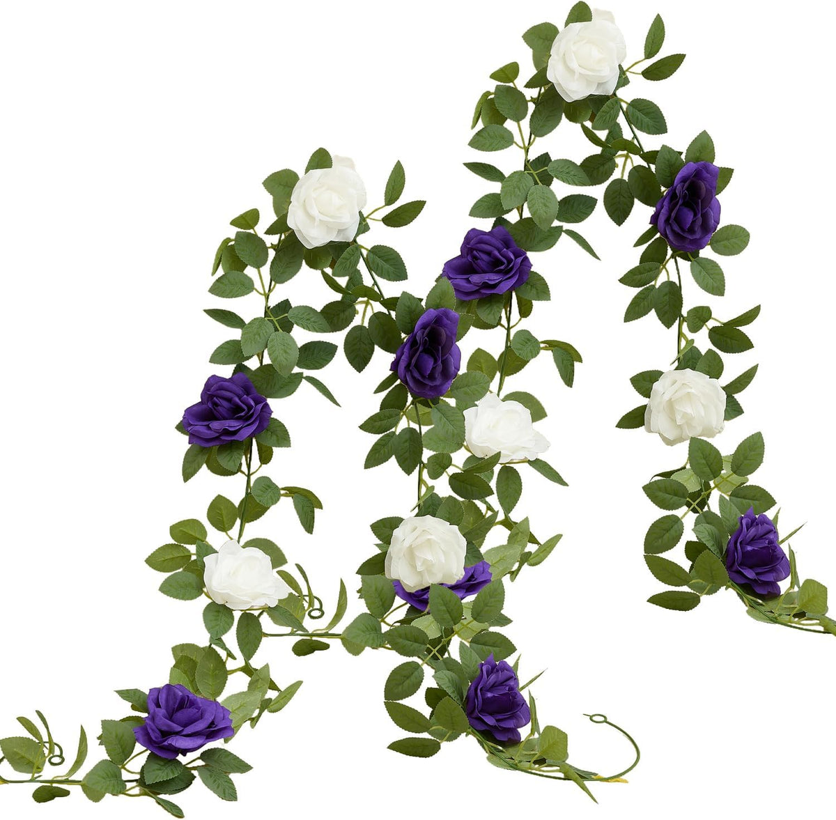 Carlita's Blooms Artificial Rose Garlands Purple Rose Vines Leaves Banners Hanging Floral Garland