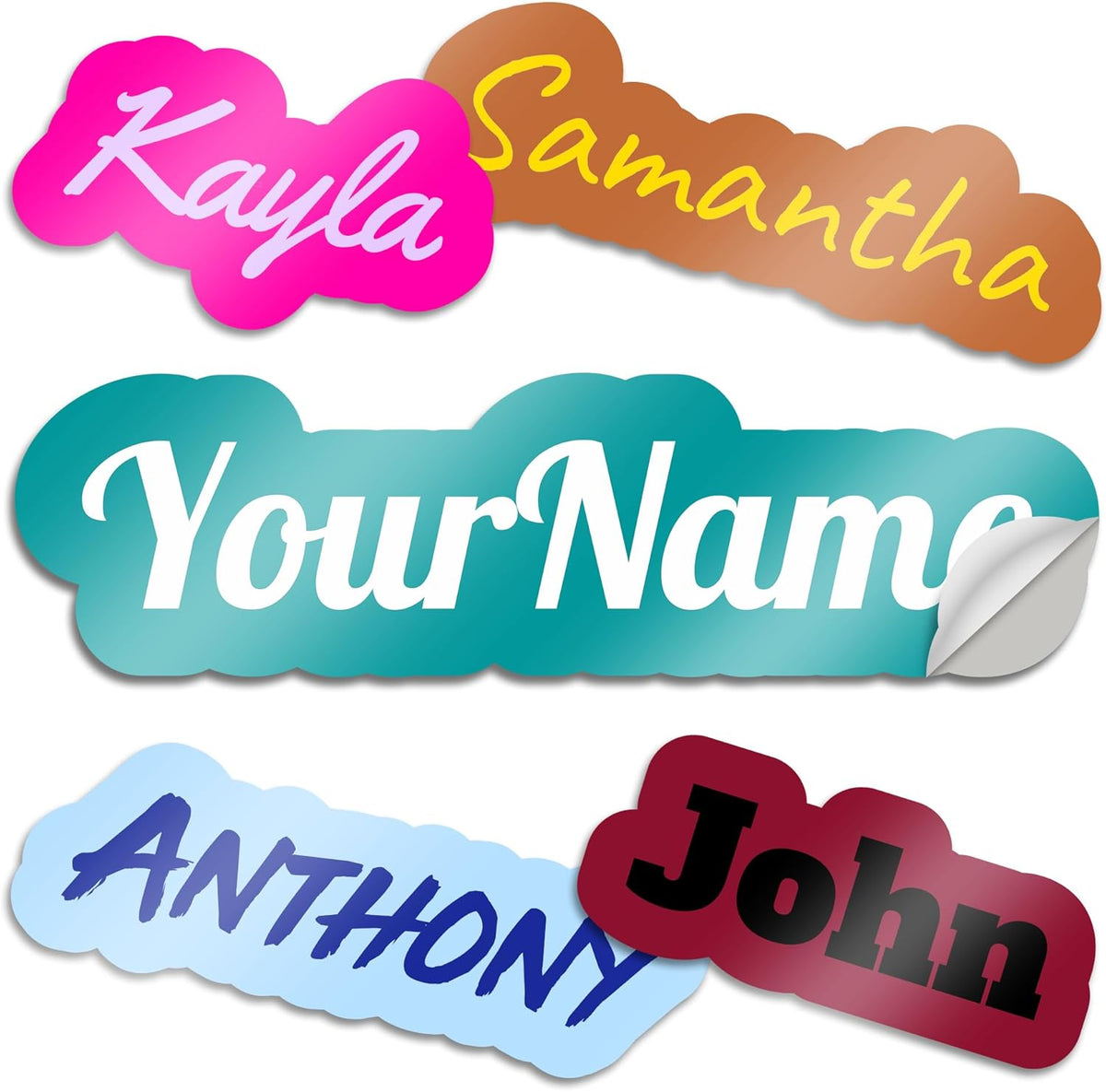 VulgrCo Custom Name Vinyl Stickers - Customizable Full Color Print Text Personalized to You Decal
