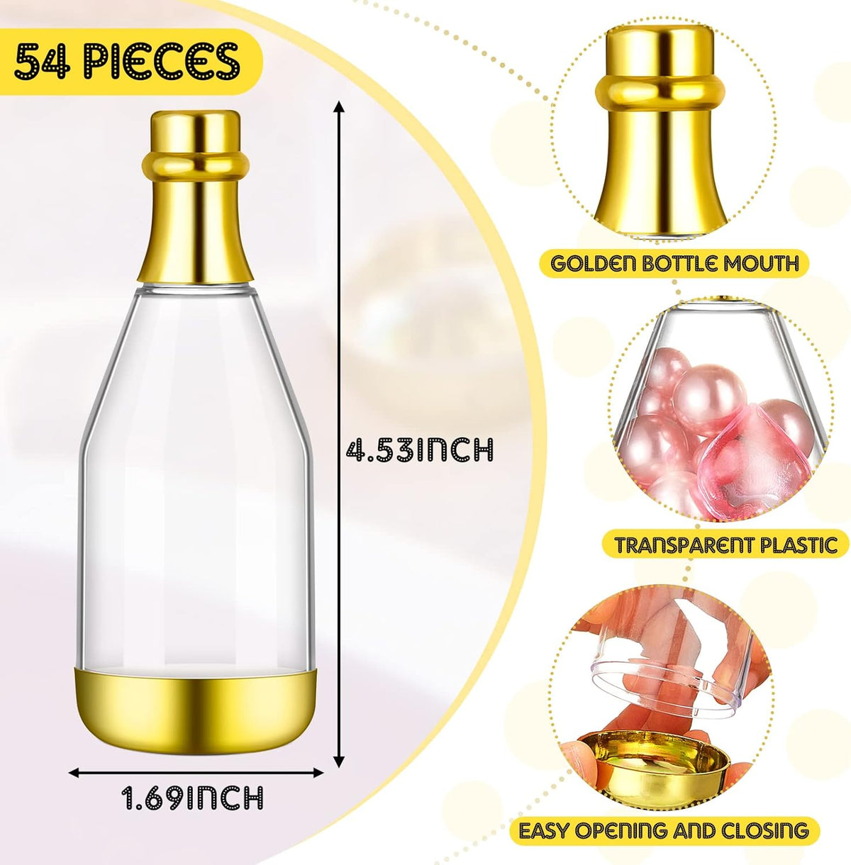 Cunhill 54 Pieces Champagne Candy Bottles Bridal Shower Favors Mini Baby Bottle for Baby Shower