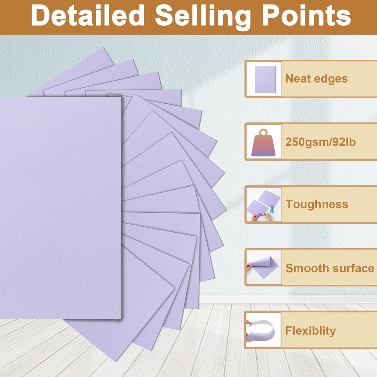 120 Sheets Purple Cardstock 8.5 x 11 Certificate Paper, 92lb Heavyweight Card stock Lavender Paper