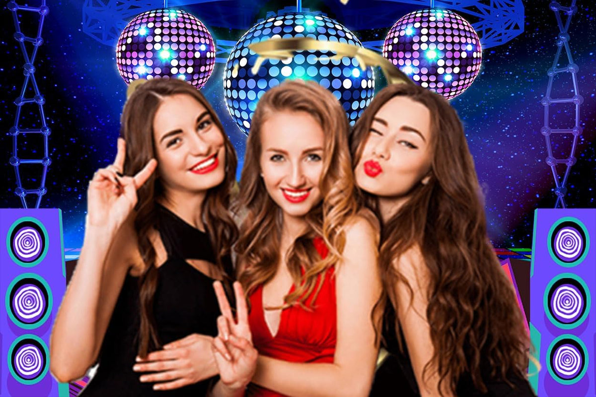 Disco Backdrop 7 x 5 ft Retro Glow Party 70s 80s 90s Theme Stage Dance Background Disco Party