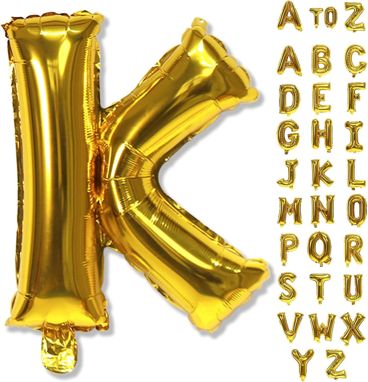 Giant K Alphabet Name Balloon, Gold Self Inflating Custom Letter Balloons Birthday Decor, 40 Inch