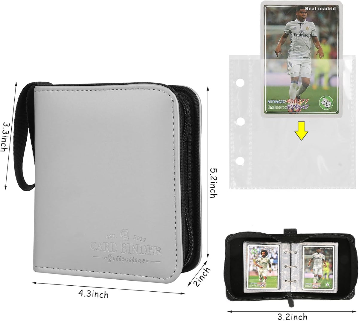 Trading Card Binder, Card Collection Binder Album Folder with 80 Side Loading Pockets, 1 Pocket