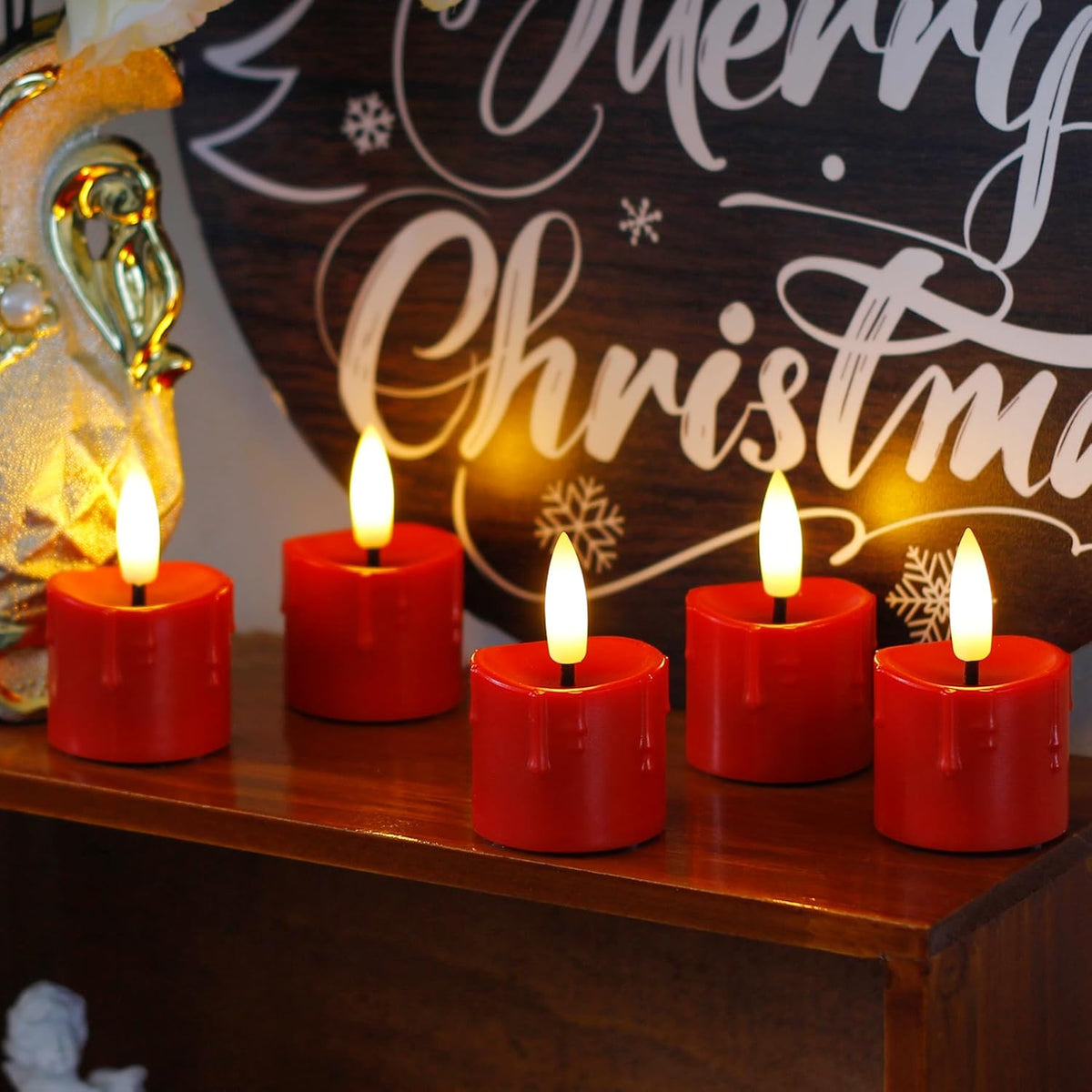 Rechargeable Flameless 1.6" x2.5" Tea Light Candles with Remote & Type-C Charging Cable, Timer LED