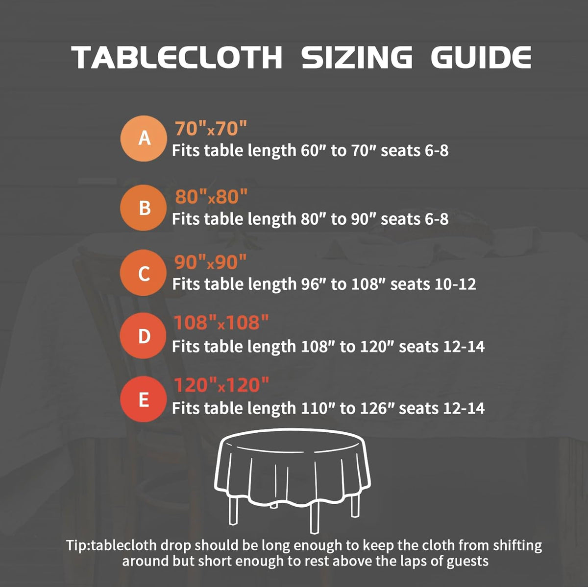 EVERLY 100% Pure Linen Round Tablecloths 70Inch Round Machine Washable Tablecloths for