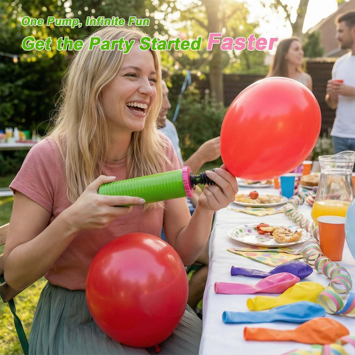 LionWell Balloon Pump Handheld - Dual Action Manual Air Inflator for Balloons, Rapid Two-Way Blower