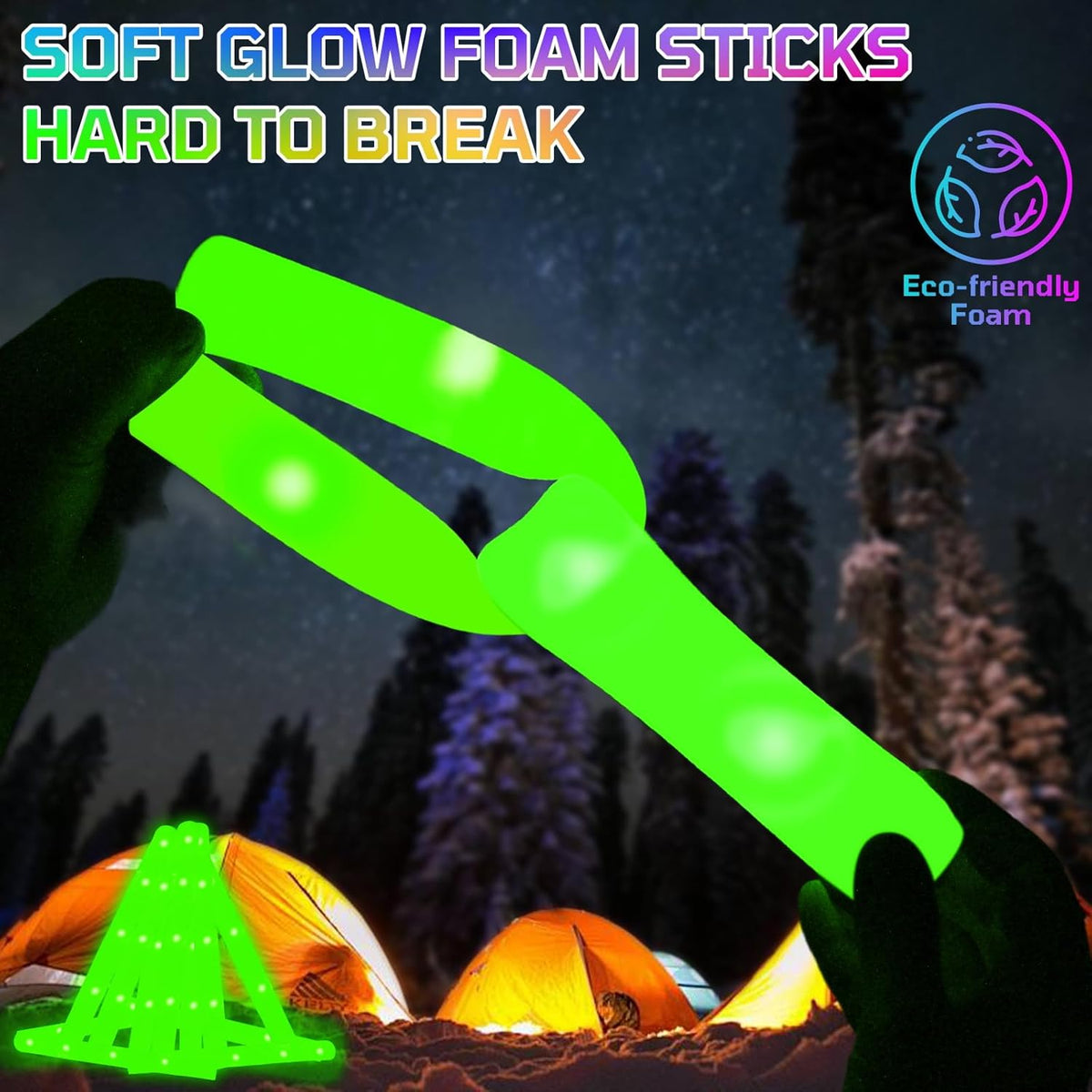 Foam Glow Sticks Bulk, 30 PCS Green Light Up Foam Sticks 3 Modes, Glow Party Supplies for
