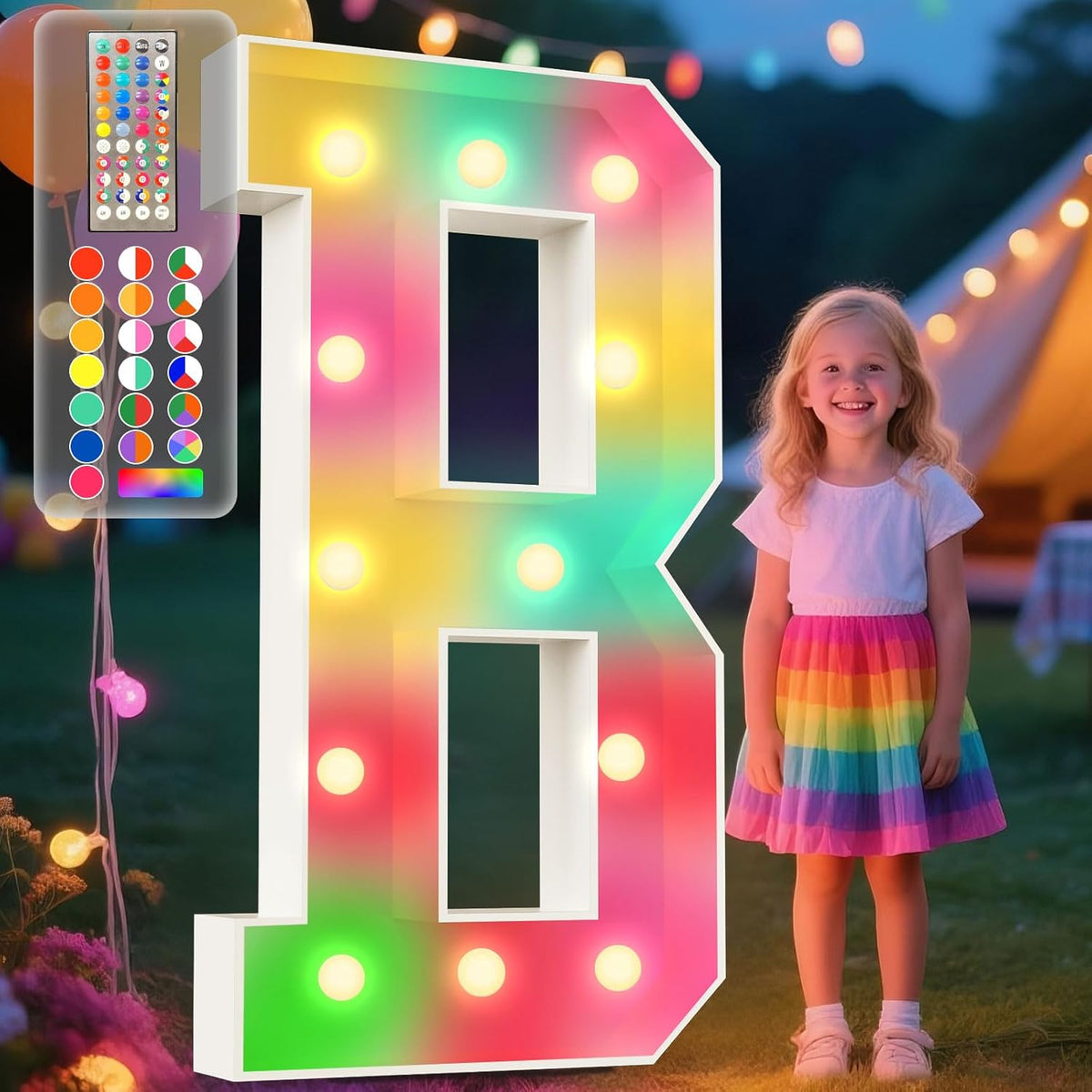 Ledido 4FT Marquee Light Up Letters, 34 Colors Changing Marquee Letter 4 Feet Tall with Remote, Big