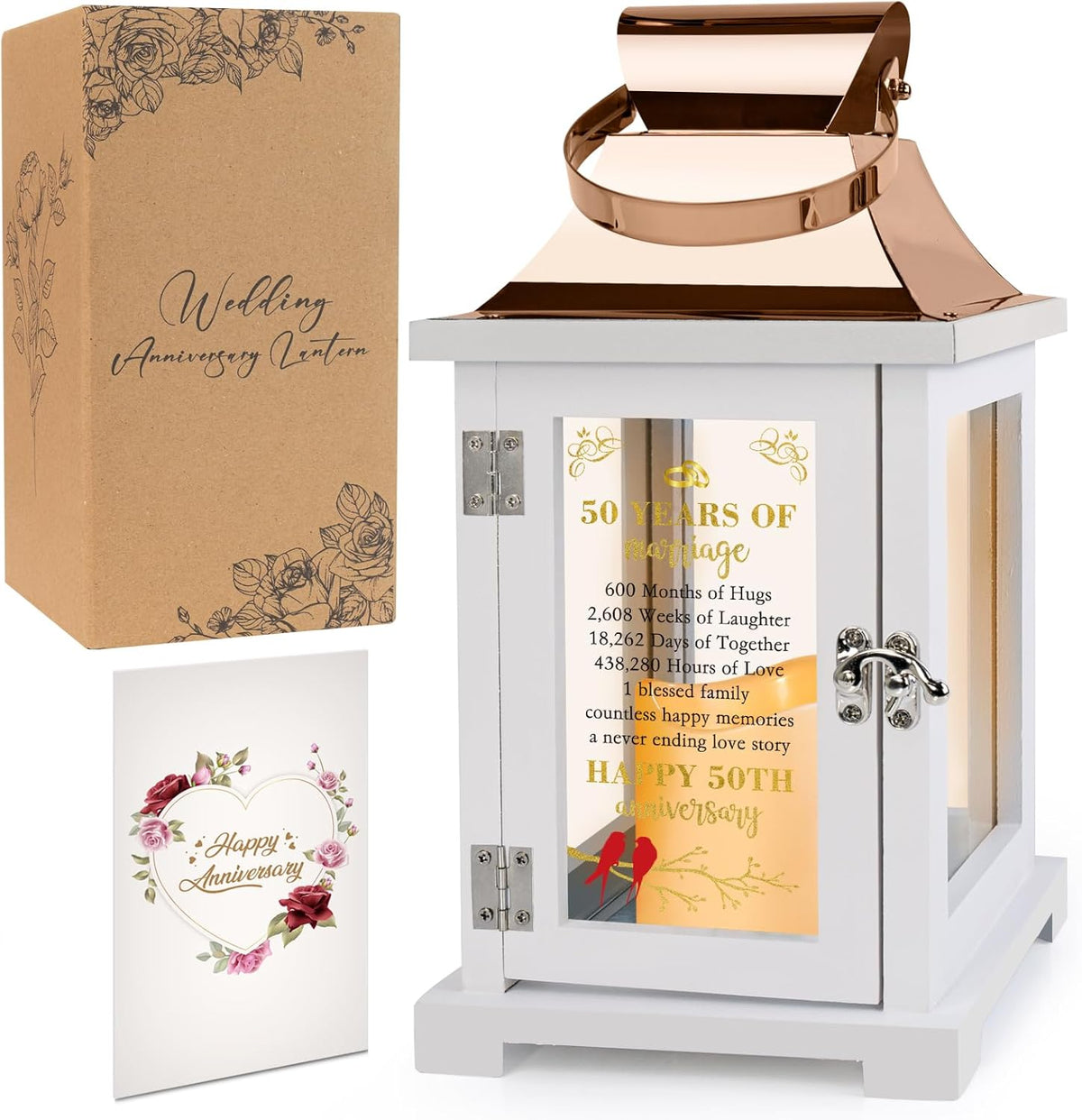 50th Wedding Anniversary Lantern - Happy 50th Anniversary Decoration for Couple, Parents