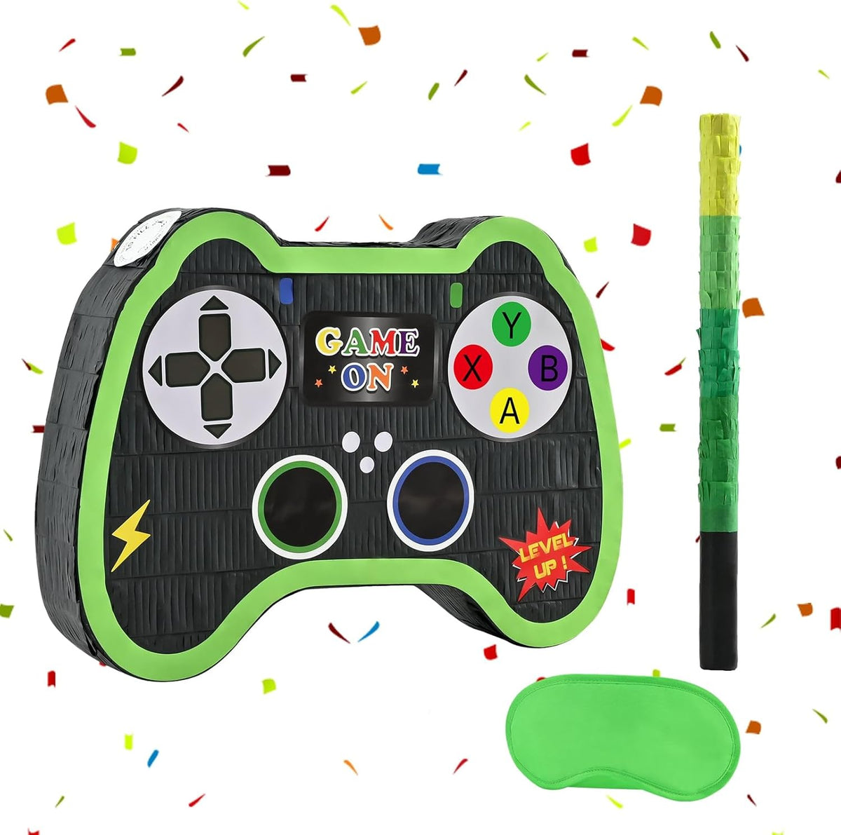 WERNNSAI Video Game Controller Piñata - Game Party Supplies Piñata Bundle with Blindfold and Bat