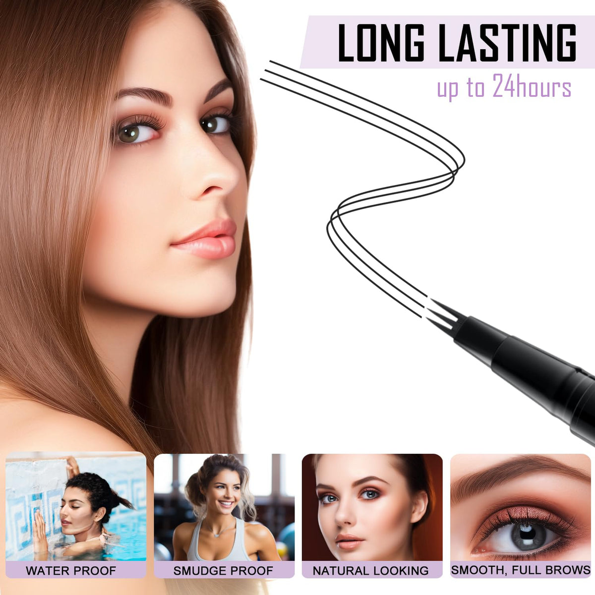 LAVONE Eyebrow Pencil, 2-In-1 Waterproof Eyebrow Pen, with 3 Tip Microblading Eyebrow Pen and