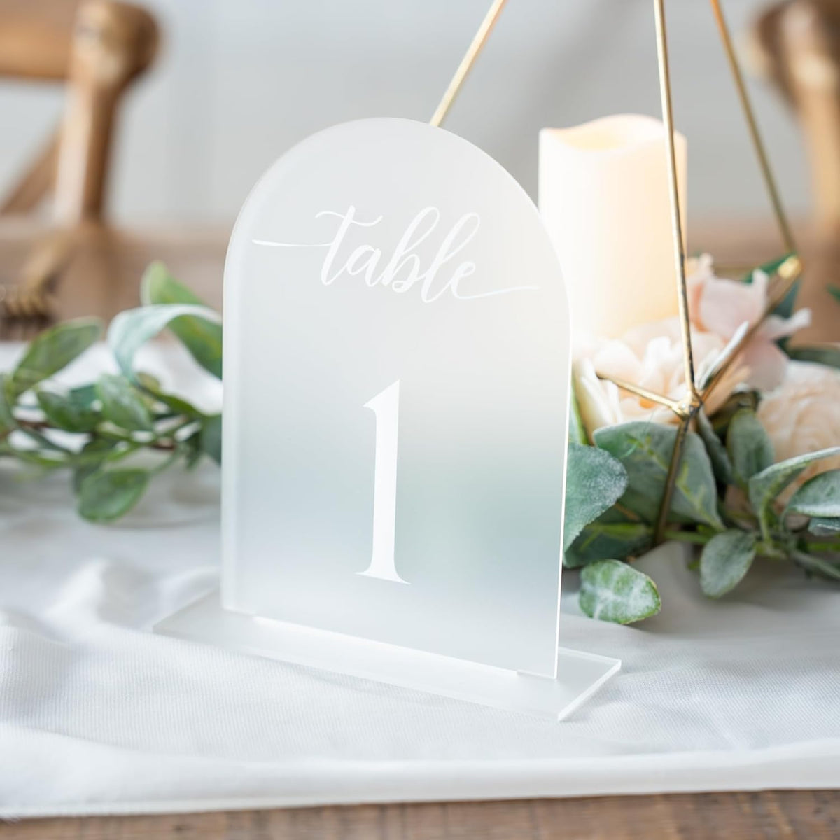 Frosted Arch Acrylic Table Numbers for Wedding Reception -20 Pack 5" x 7" White Font Table Number
