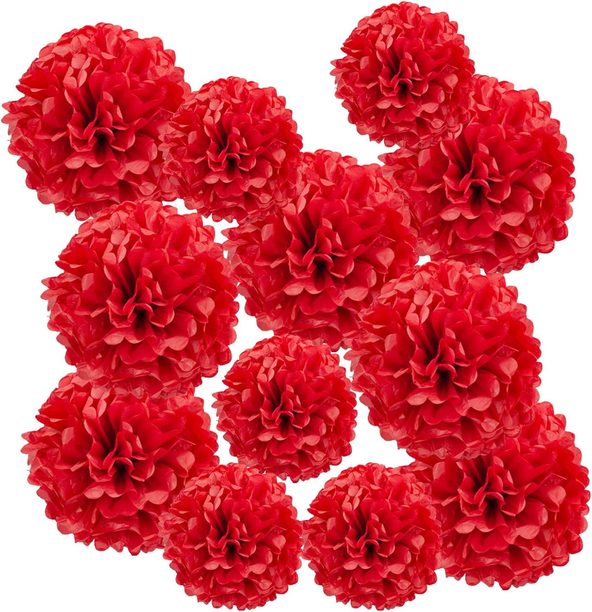 Red Paper Pom Poms - Party Tissue Paper Flowers Balls - Party Hanging Decoration Supplies - Size of