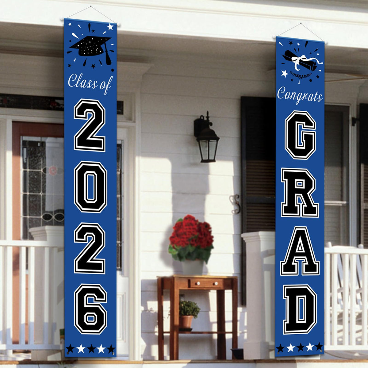 DAZONGE 2026 Graduation Decorations Blue, Congrats Grad Porch Banner for Any Schools or Grades 2026