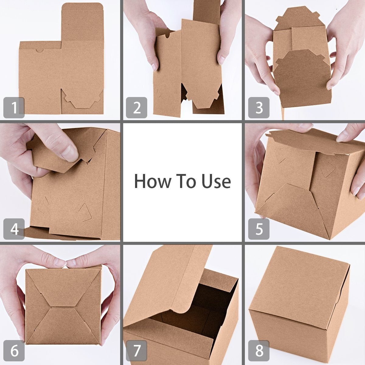 MESHA 6x6x6 Gift Boxes with Lids, Brown Kraft Gift Boxes 50PC for Christmas, Cupcake, Bridesmaid &