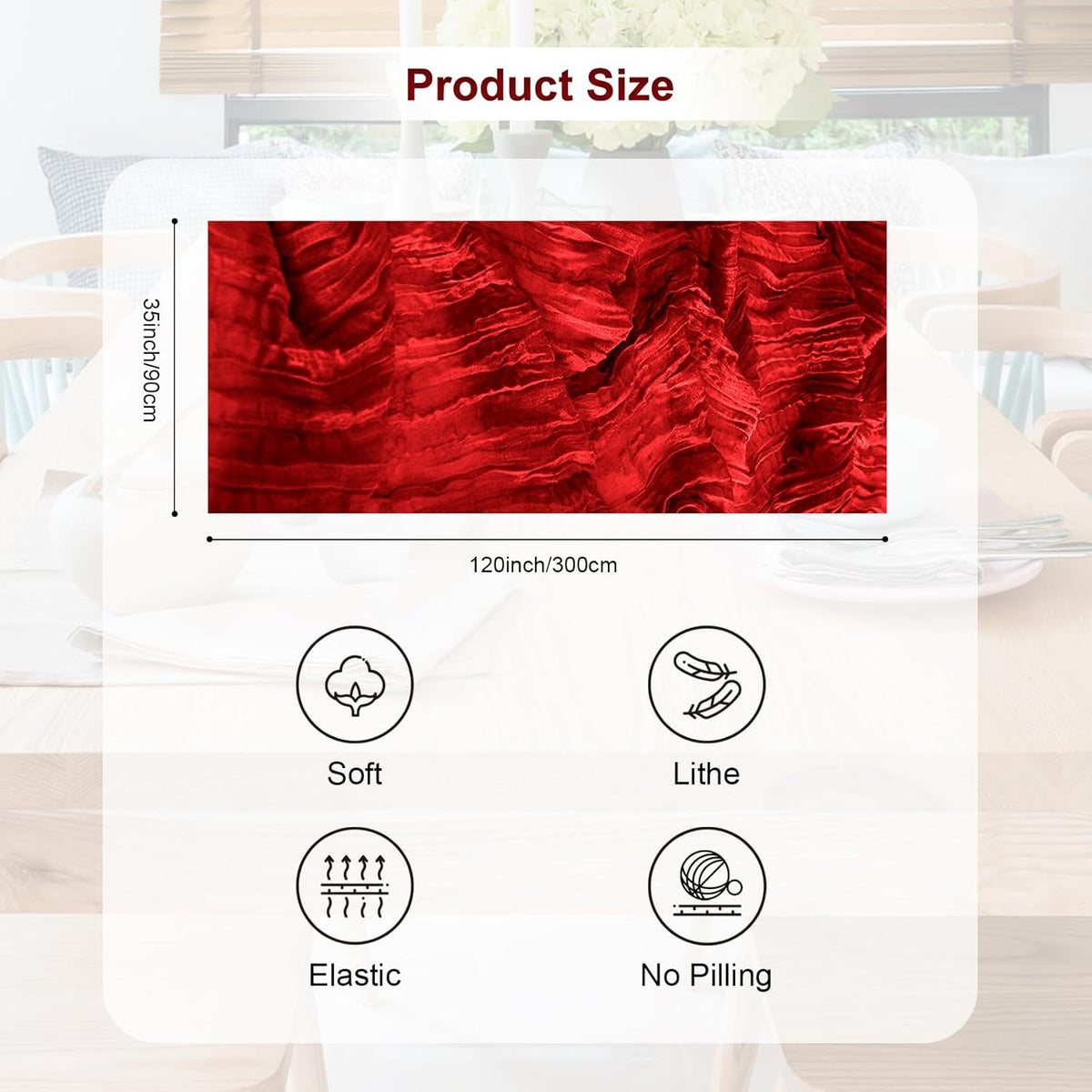 6 Pack Burgundy Cheesecloth Table Runner 35x120 Inch 10Ft Rustic Gauze Cheese Cloth Table Runner