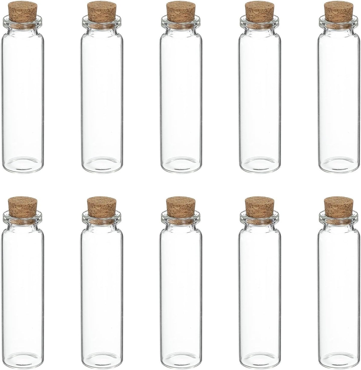 uxcell 10Pcs Mini Glass Bottles with Cork Stoppers, 20ml Small Clear Bottles Glass Empty Jars Vials