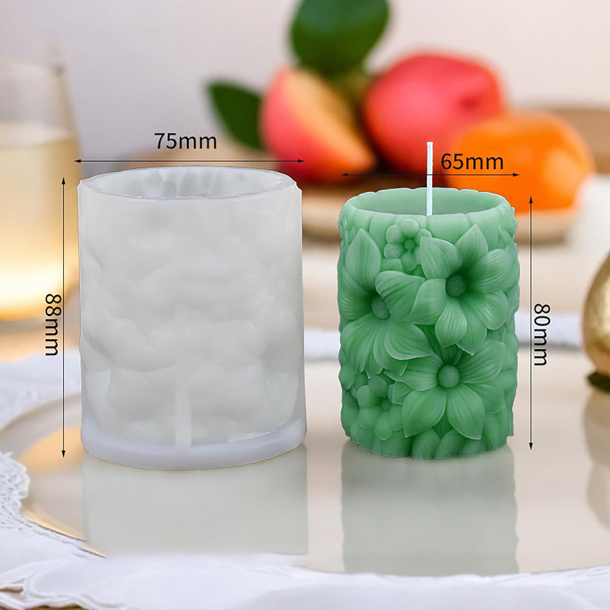 Rose Pillar Succulent Flower Silicone Wave Spiral Candle Mold - Silicone Resin Casting Molds for