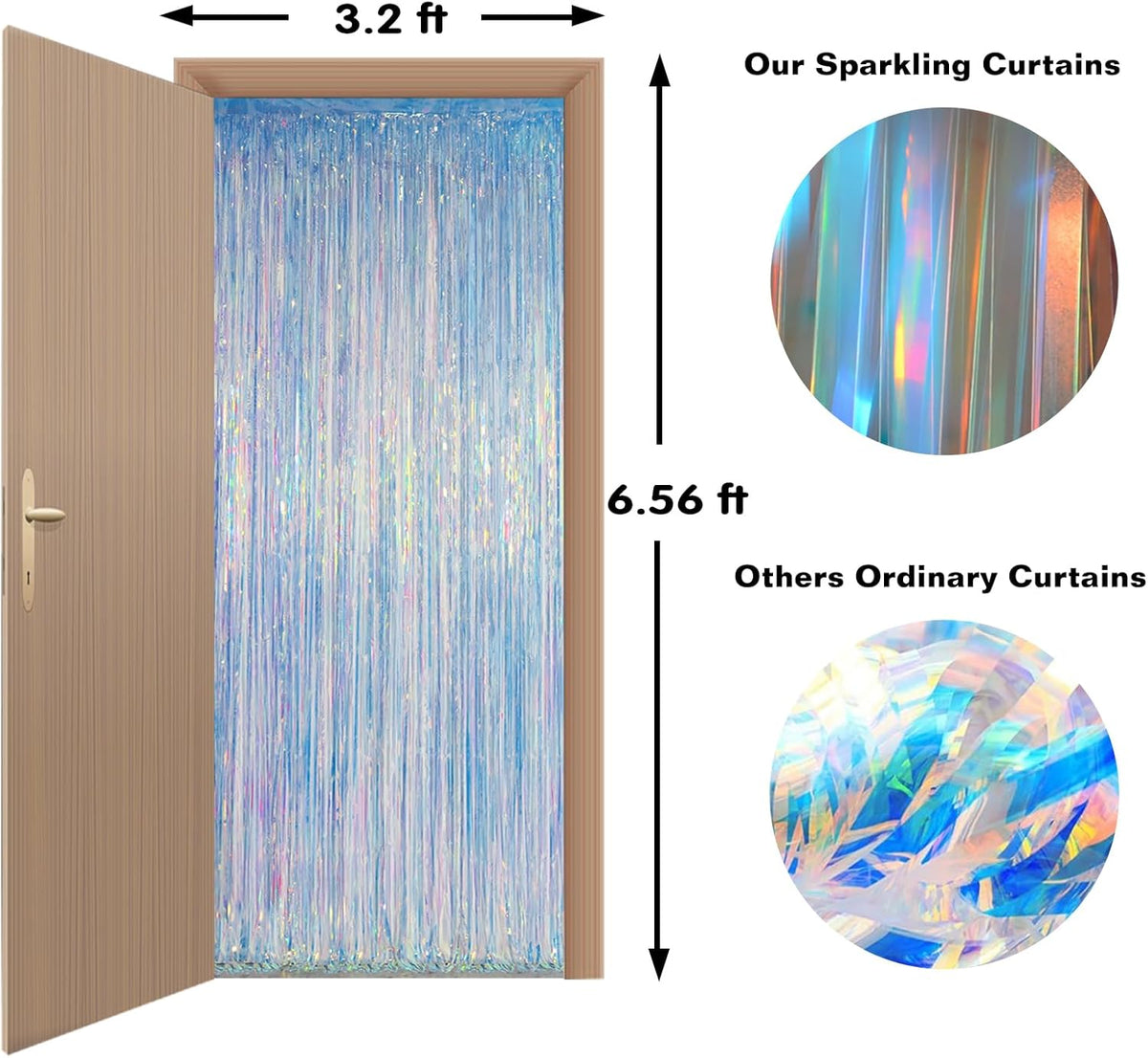 Melsan Iridescent Foil Fringe Backdrops Party Decorations - 2 Pack 3.2 x 6.5 ft Metallic Tinsel