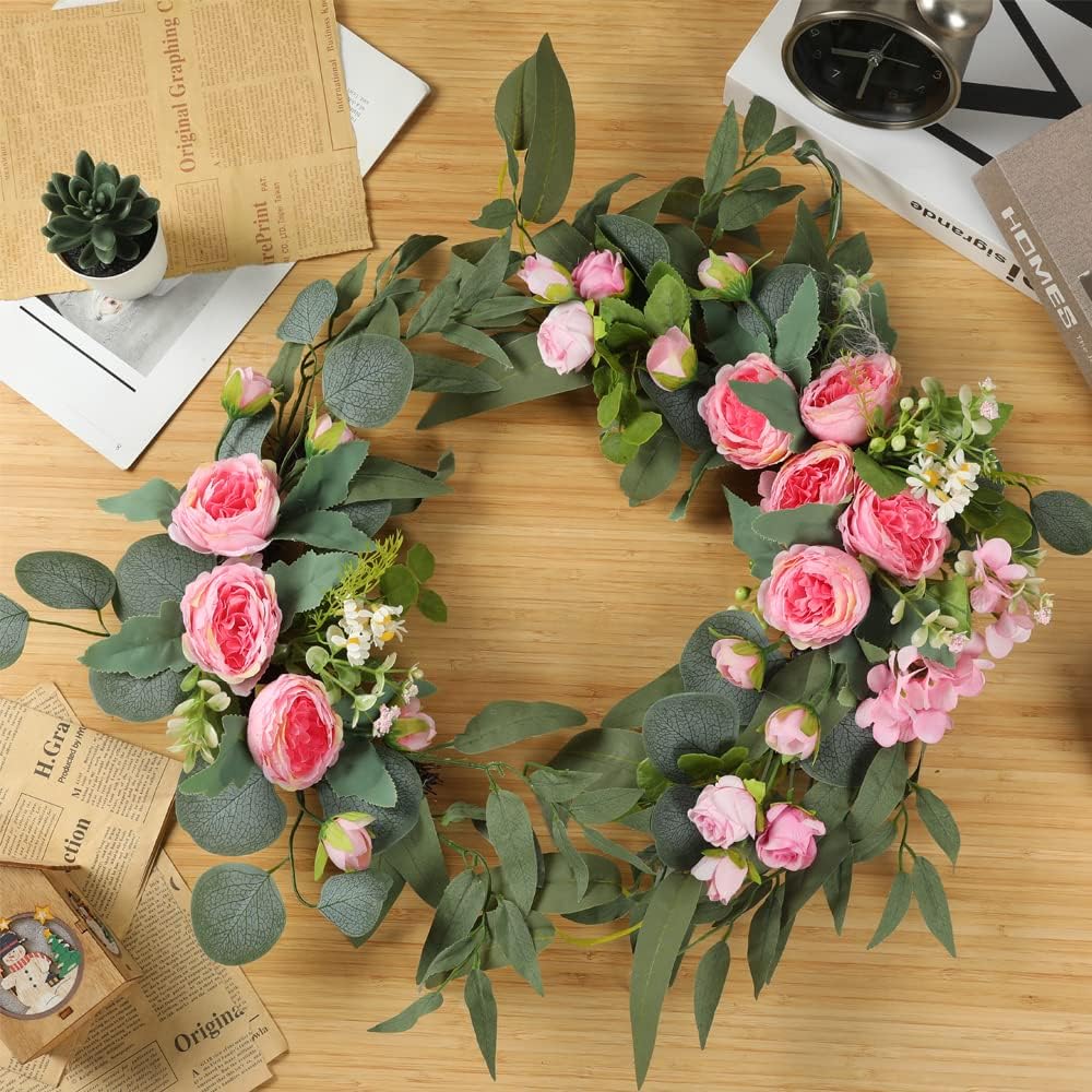 H&W 2pcs Artificial Wedding Arch Flowers for Wedding Sign, Floral Swag Dusty Decor for Reception
