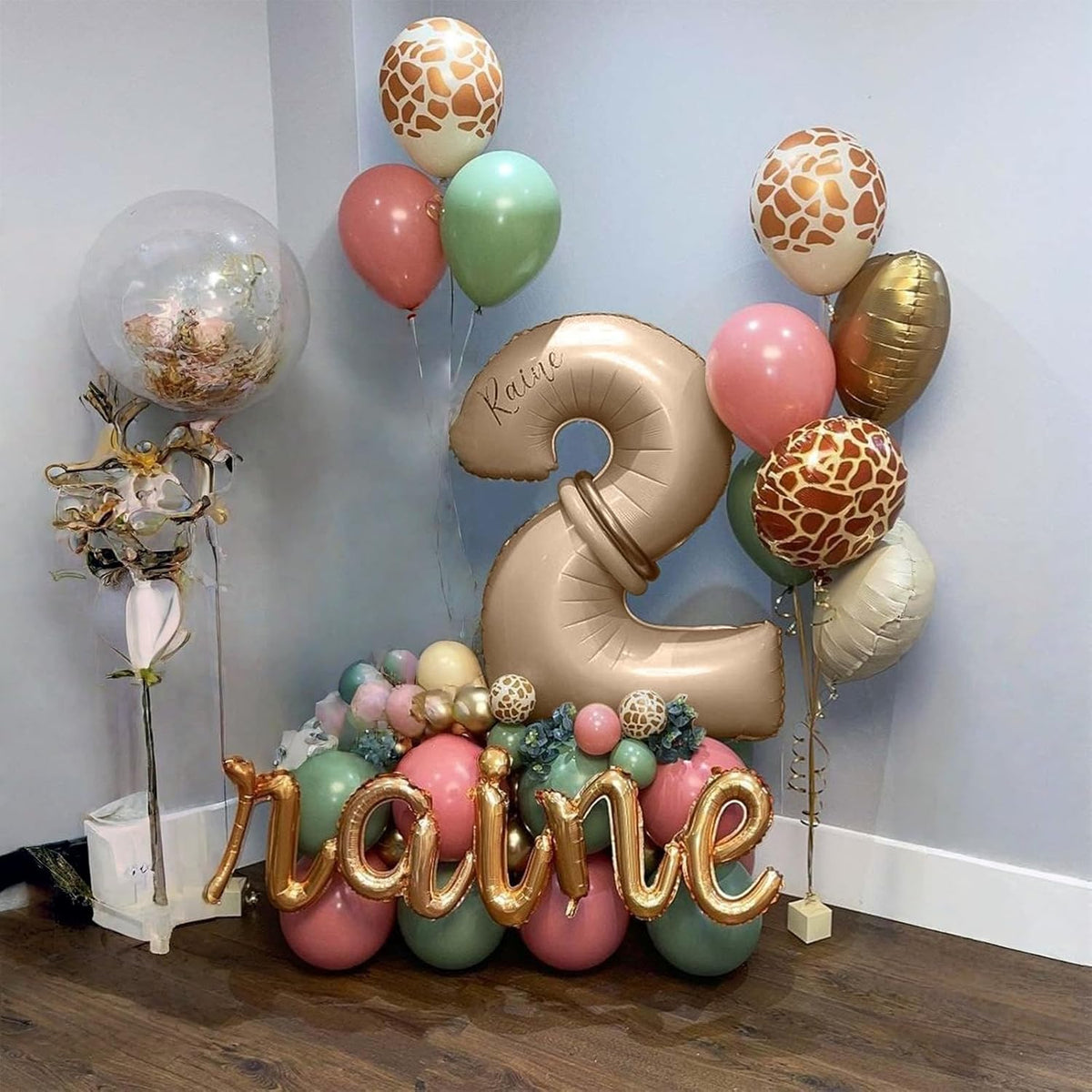 Apricot Number 3 Balloon for Girls Boys, 40 Inch Large Nude Number 0-9 Foil Balloons Set, Tan
