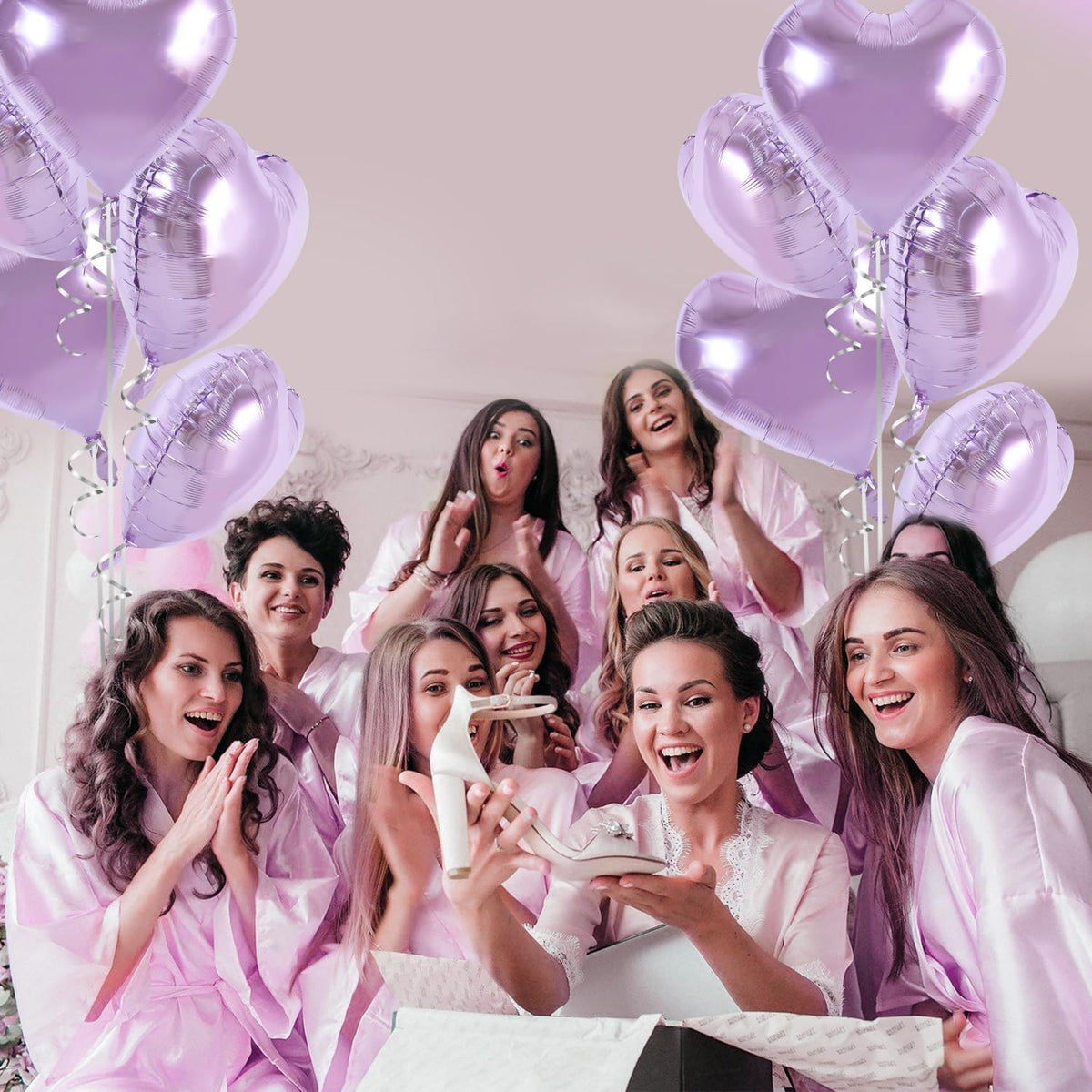 TONIFUL 30Pcs 18 Inch Purple Heart Balloons Purple Heart Shape Foil Mylar Balloons Decoration for
