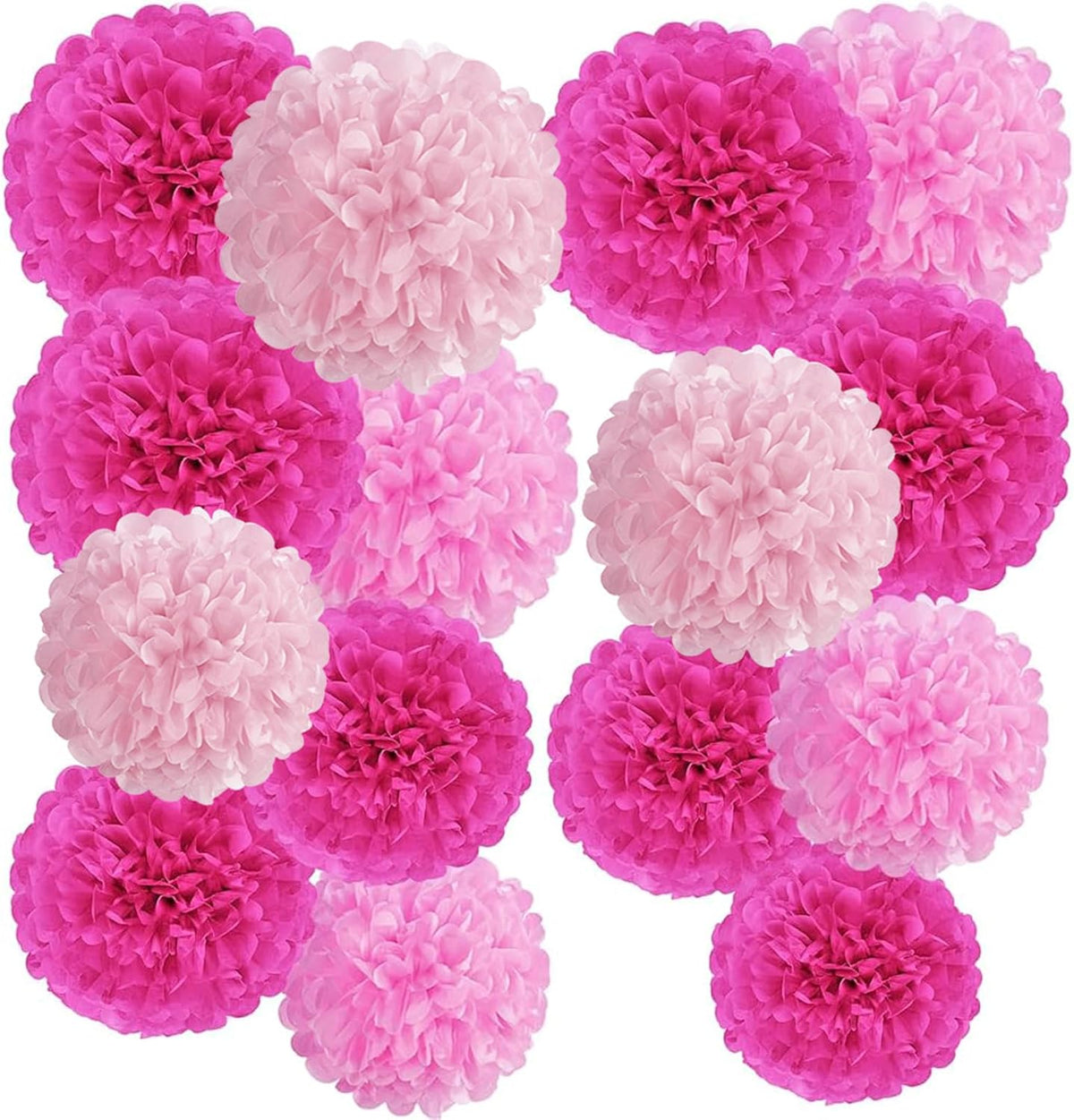 Hot Pink Tissue Pom Poms Paper Flowers Hanging Decorations Pink Flower Ball for Mother's Day Baby