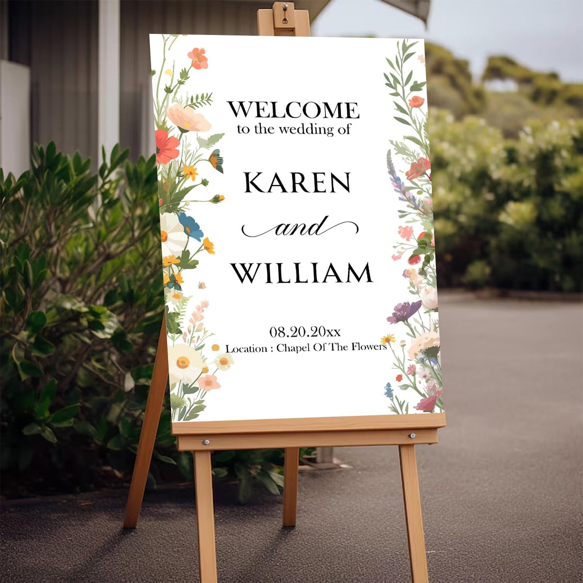 Personalized Wildflower Wedding Welcome Sign, Floral Personalized Sign for Reception, Printed