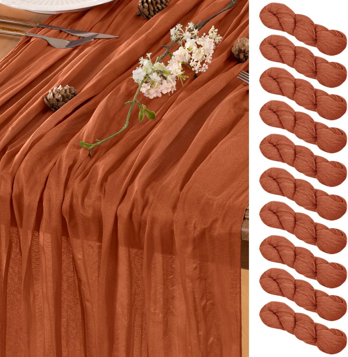 Terracotta Table Runner Cheesecloth Table Runner 10 Pack 10FT Farmhouse Table Runners 120 Inches