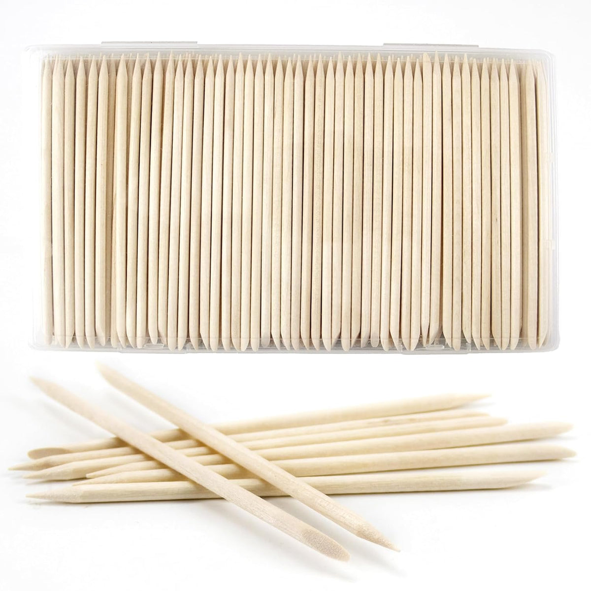 180PCS Orange Sticks for Nails in a Case - 4.5 inch Double Sided Wooden Cuticle Pusher Sticks for