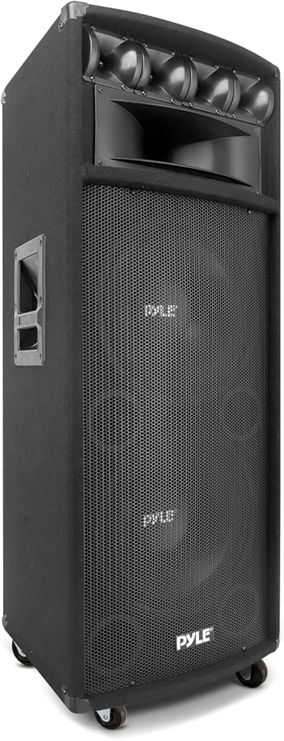 Pyle Portable Cabinet PA Speaker System - 1600 Watt Outdoor Stereo Sound Speakers w/ Dual 12"