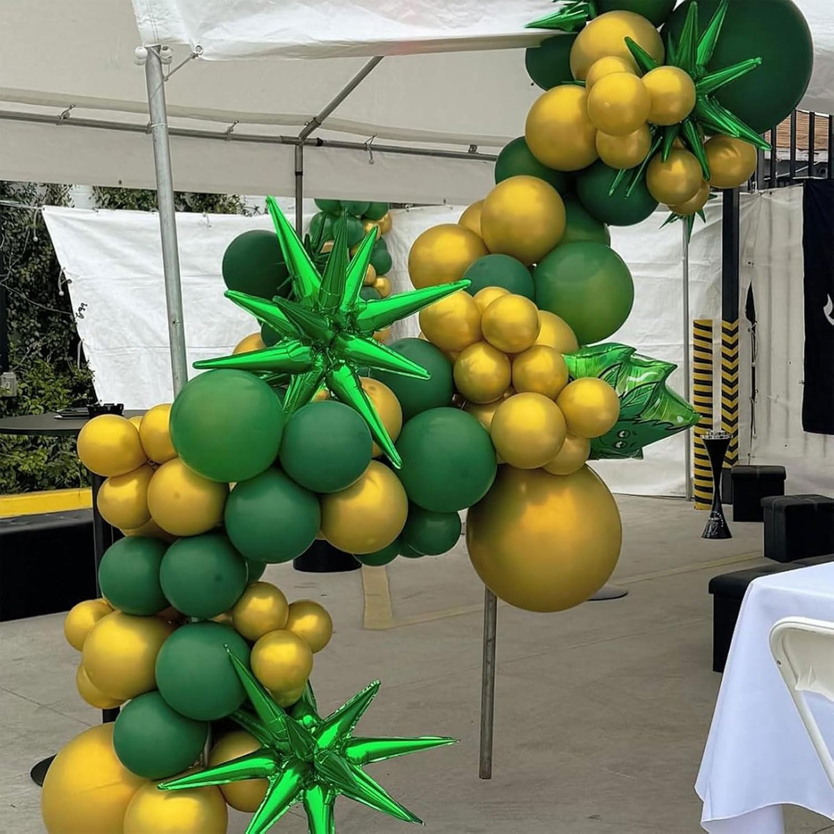 Green Yellow Gold Balloons, 12 Inch Dark Emerald Green Yellow Balloons, Sage Green Metallic Gold