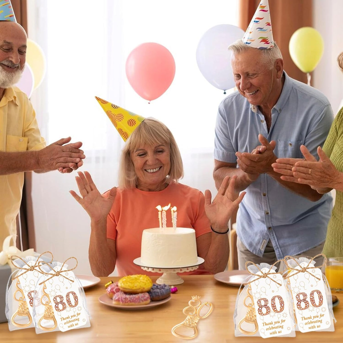 50Pcs 80th Birthday Bottle Opener Set 80th Birthday Party Favors 80th Golden Bottle Openers