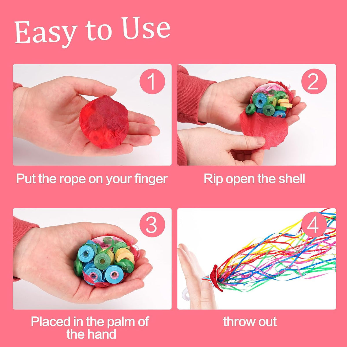 Confetti Poppers, 10Pack Plastic No Mess Streamers, Party Poppers for