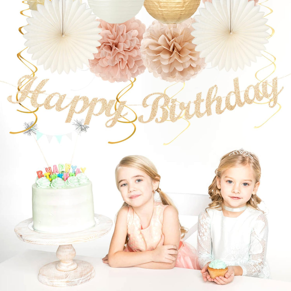 Champagne-Gold Beige 16 Happy Birthday Party-Decorations - 22pcs 21st Women Girls Paper Lanterns